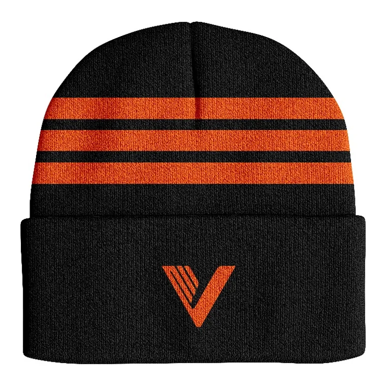 Victory Beanie – design 4 in black & red, custom team apparel by Gallian Sports