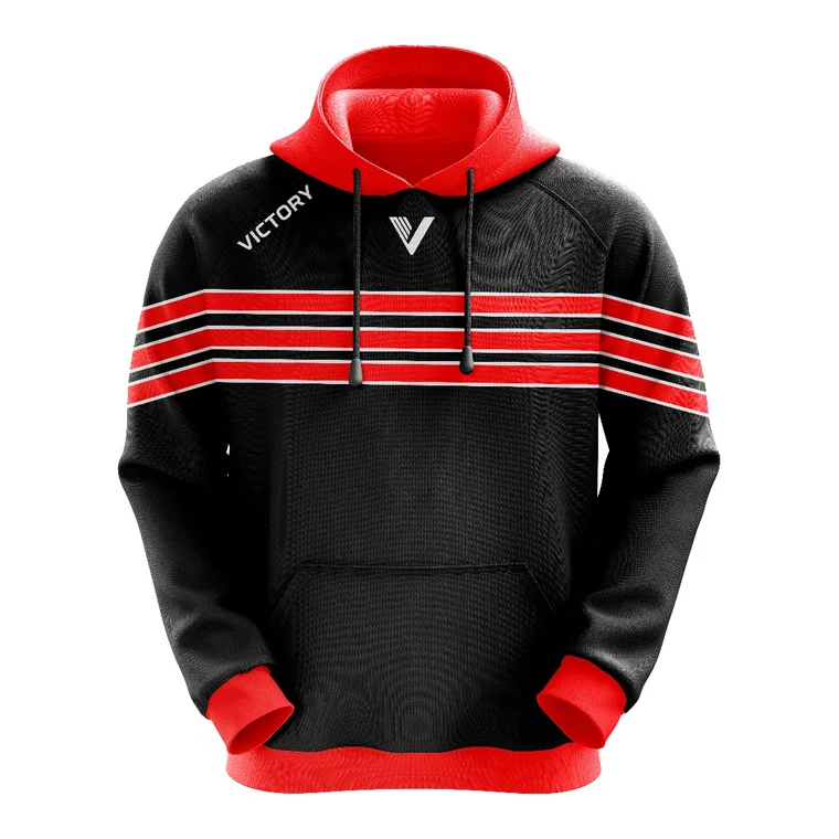 Victory Team Hoodie – design 2 in black & red, custom team apparel by Gallian Sports
