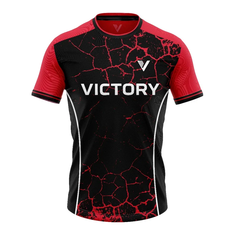 Victory Sublimated Training Jersey – design 4 in black & maroon, custom team apparel by Gallian Sports