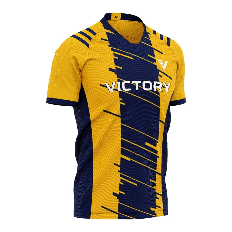 Victory Sublimated Training Jersey – design 8 in gold & navy, custom team apparel by Gallian Sports