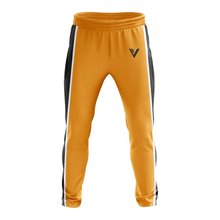 Victory Track Pants – design 2 in orange & gold, custom team apparel by Gallian Sports