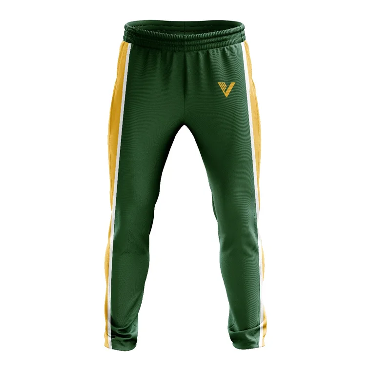 Victory Track Pants – design 3 in forest green & black, custom team apparel by Gallian Sports