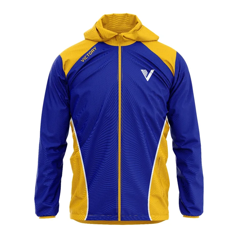 Victory Rain Jacket – design 3 in navy & royal blue, custom team apparel by Gallian Sports