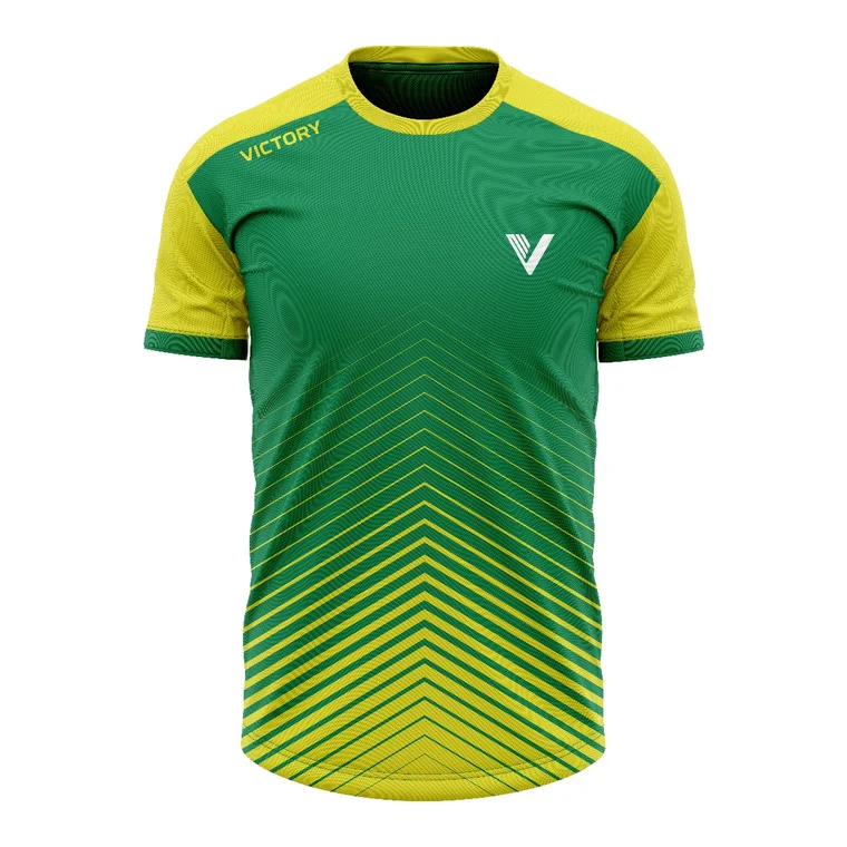 Victory Training Tee – design 4 in green & forest green, custom team apparel by Gallian Sports