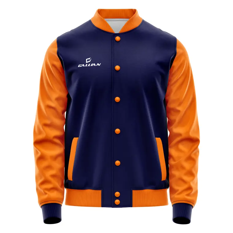 Custom Varsity Jackets – design 2 in navy & black, custom varsity jackets apparel by Gallian Sports
