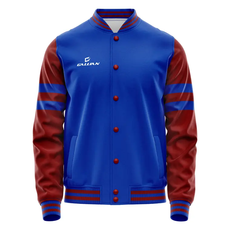 Custom Varsity Jackets – design 3 in royal blue & navy, custom varsity jackets apparel by Gallian Sports