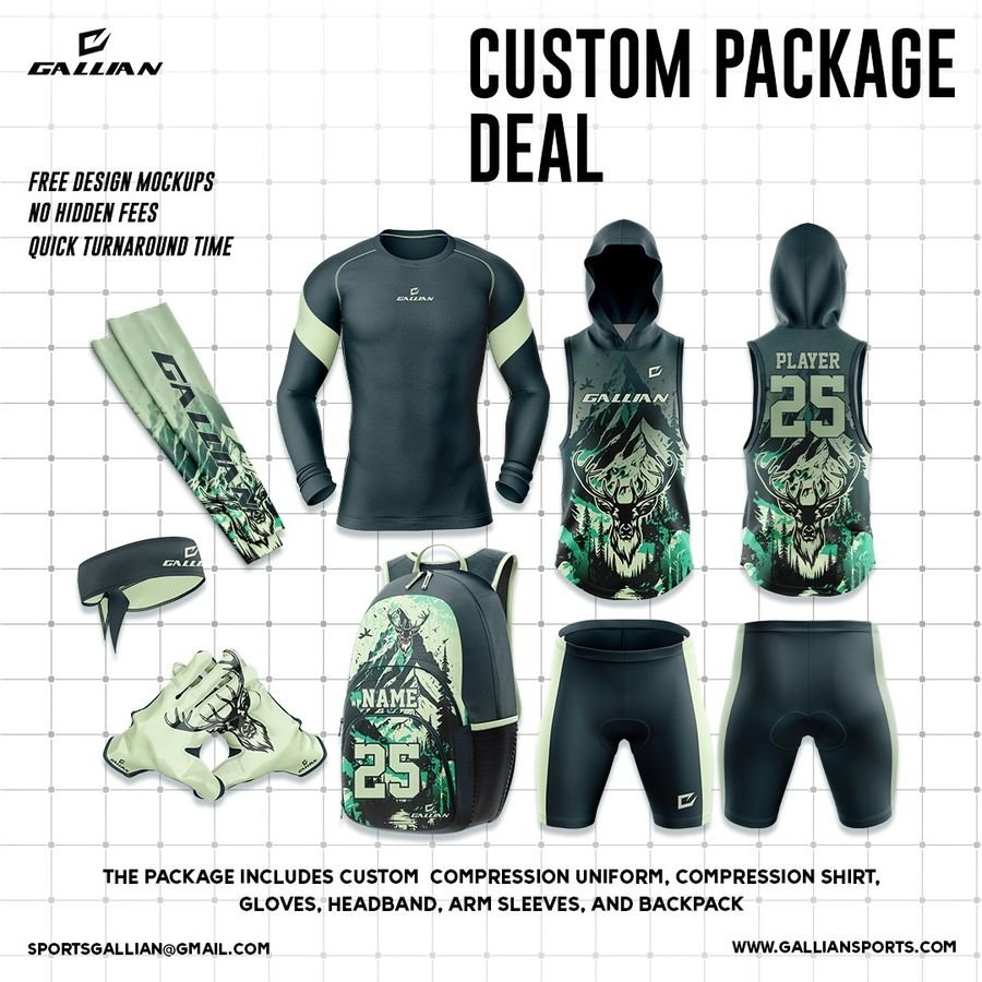 7v7 Compression Uniform Package – design 2, custom flag football package by Gallian Sports